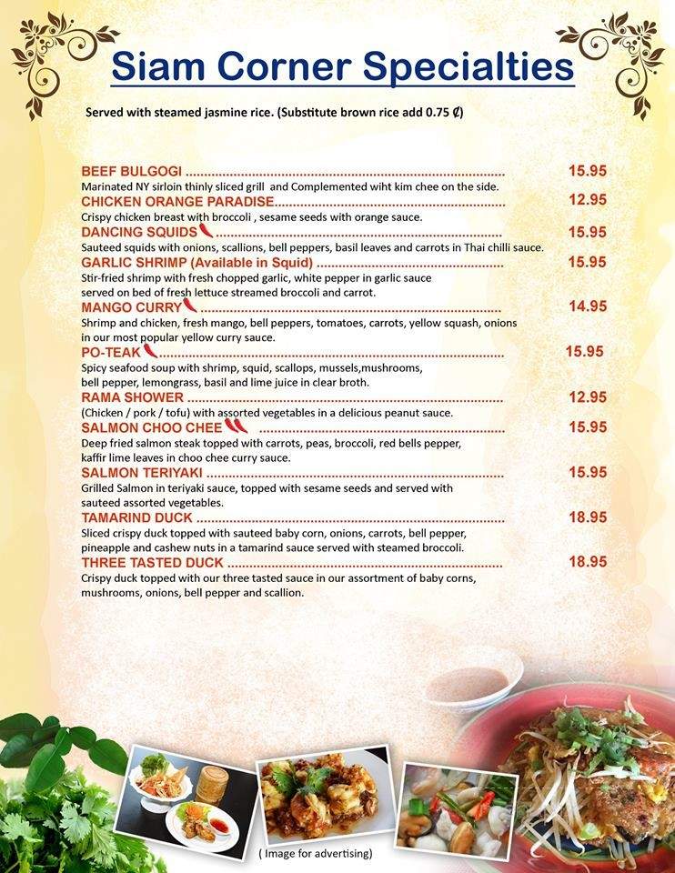 Siam Corner - Windsor, CT menu_pic