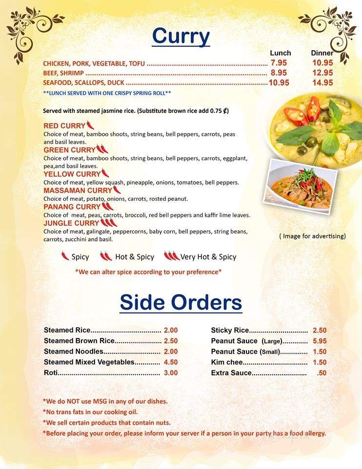 Siam Corner - Windsor, CT menu_pic