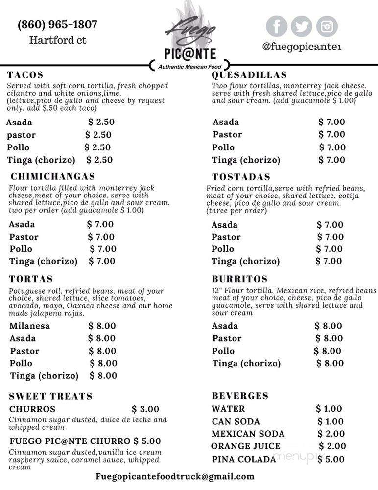 Fuego Picante - Hartford, CT menu_pic