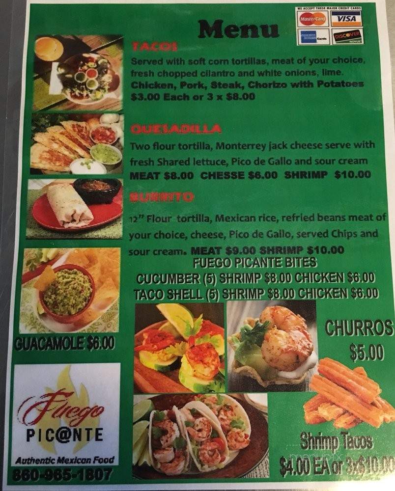 Fuego Picante - Hartford, CT menu_pic