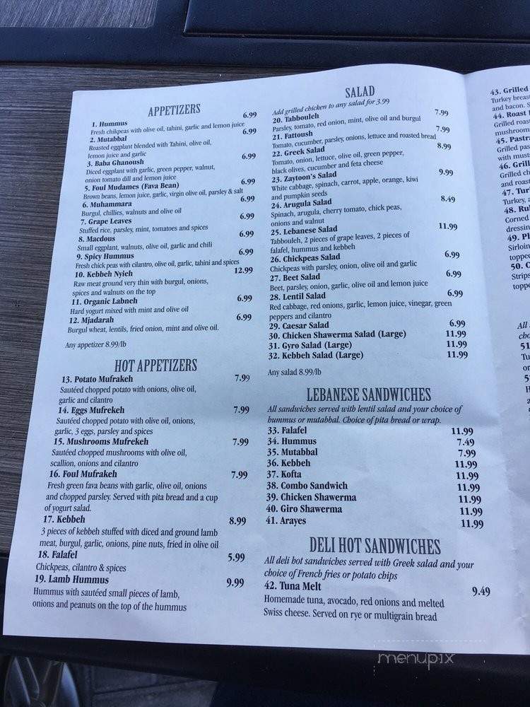 Zaytoon's Bistro - West Hartford, CT menu_pic
