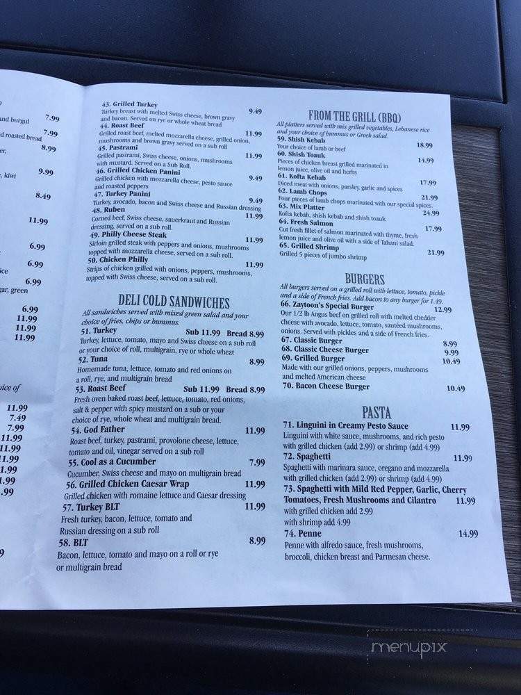 Zaytoon's Bistro - West Hartford, CT menu_pic