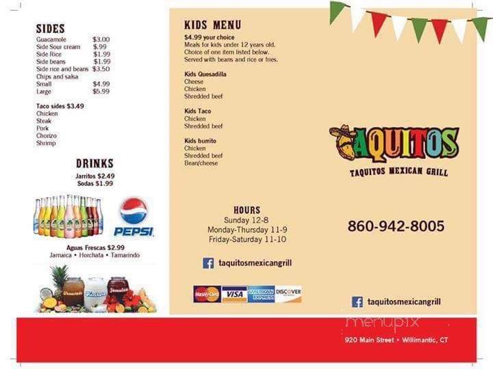 Taquitos Mexican Grill - Windham, CT menu_pic