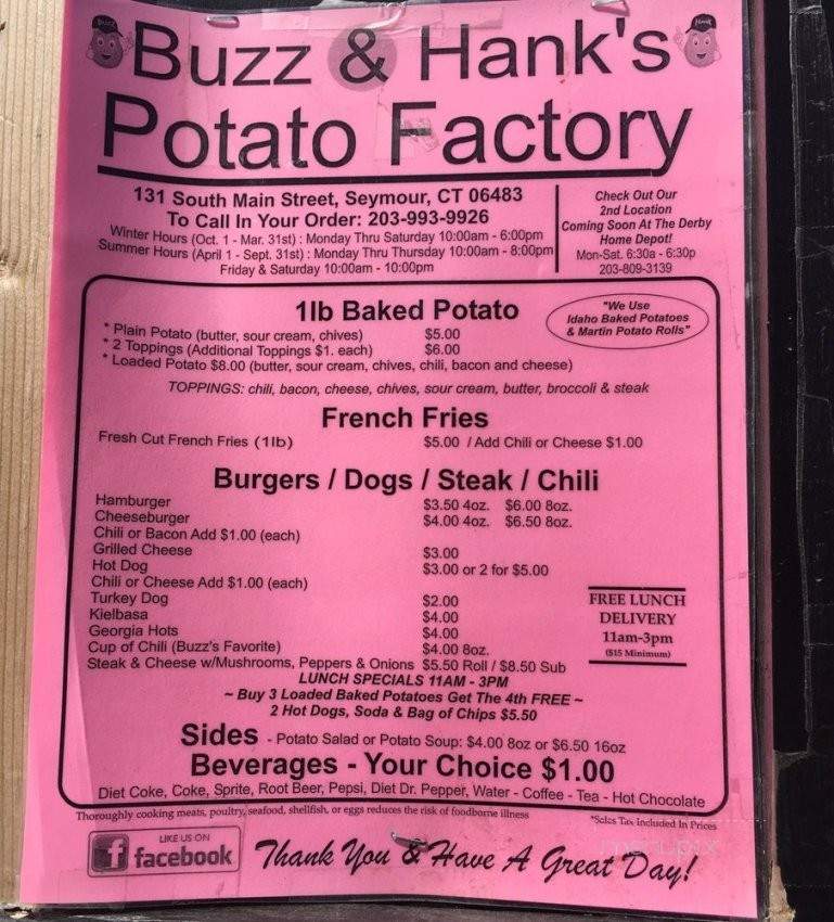 Buzz & Hank's Potato Factory - Seymour, CT menu_pic