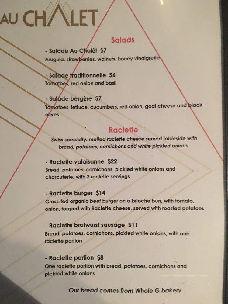 Au Chalet - New Haven, CT menu_pic