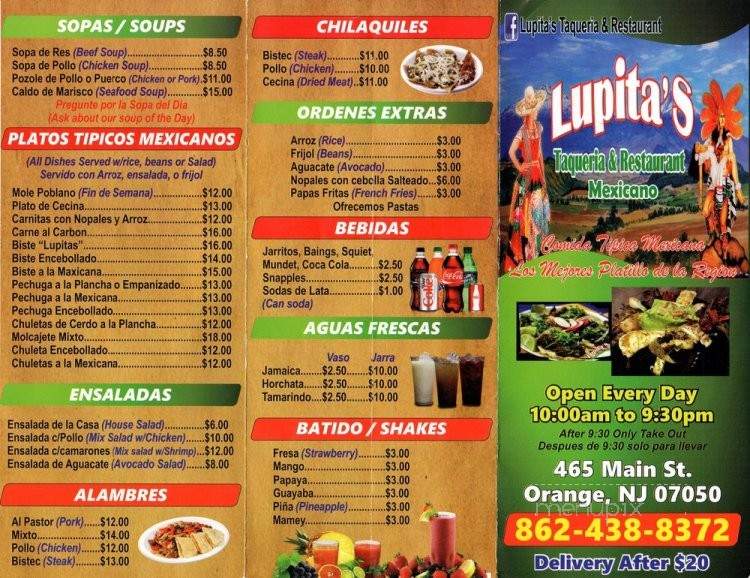 Lupita's Taqueria & Restaurant - City of Orange, NJ menu_pic