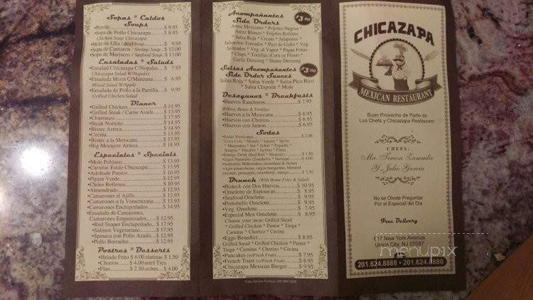 Chicazapa Mexican Restaurant - Union City, NJ menu_pic