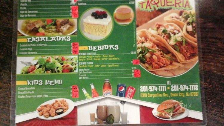 Pepe's Taqueria - Union City, NJ menu_pic