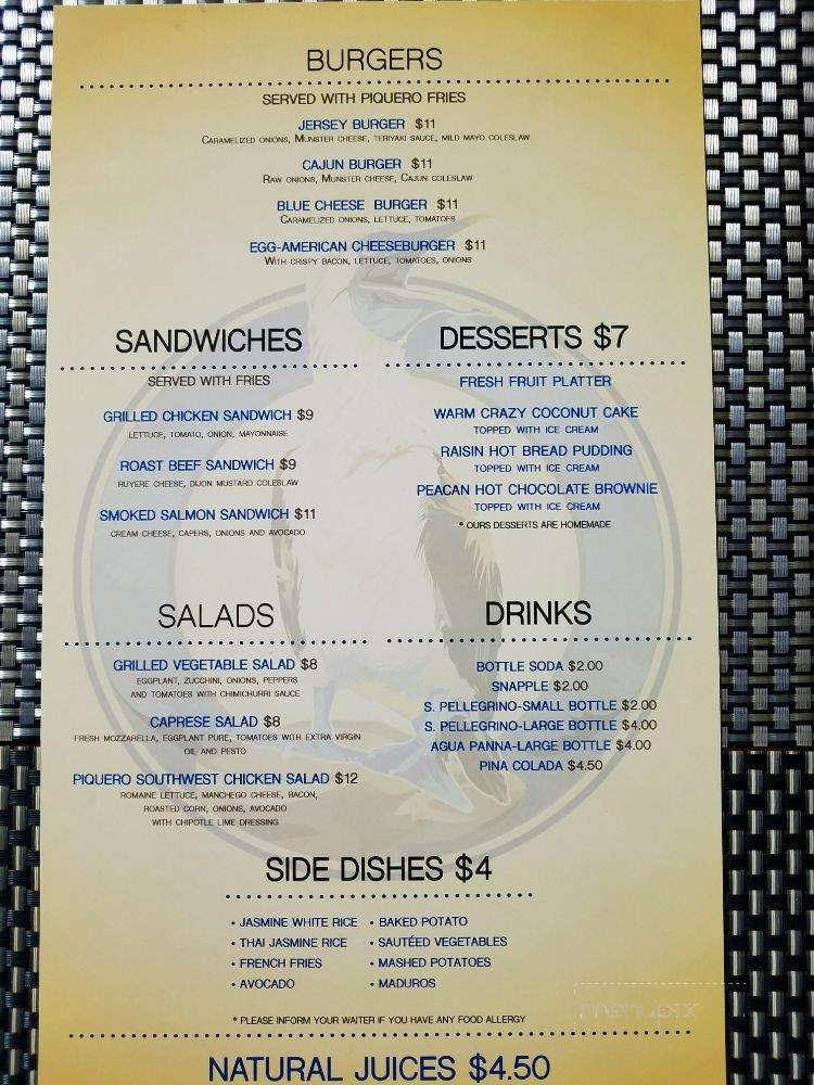 Piquero Cafe - Union City, NJ menu_pic