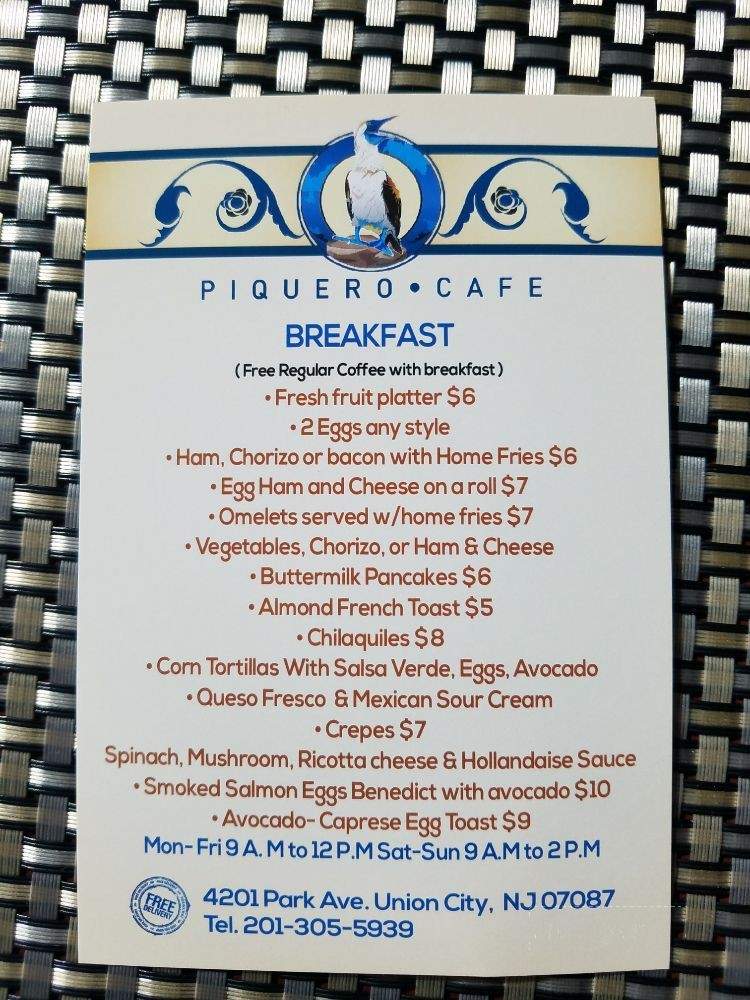 Piquero Cafe - Union City, NJ menu_pic