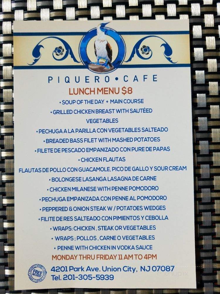 Piquero Cafe - Union City, NJ menu_pic