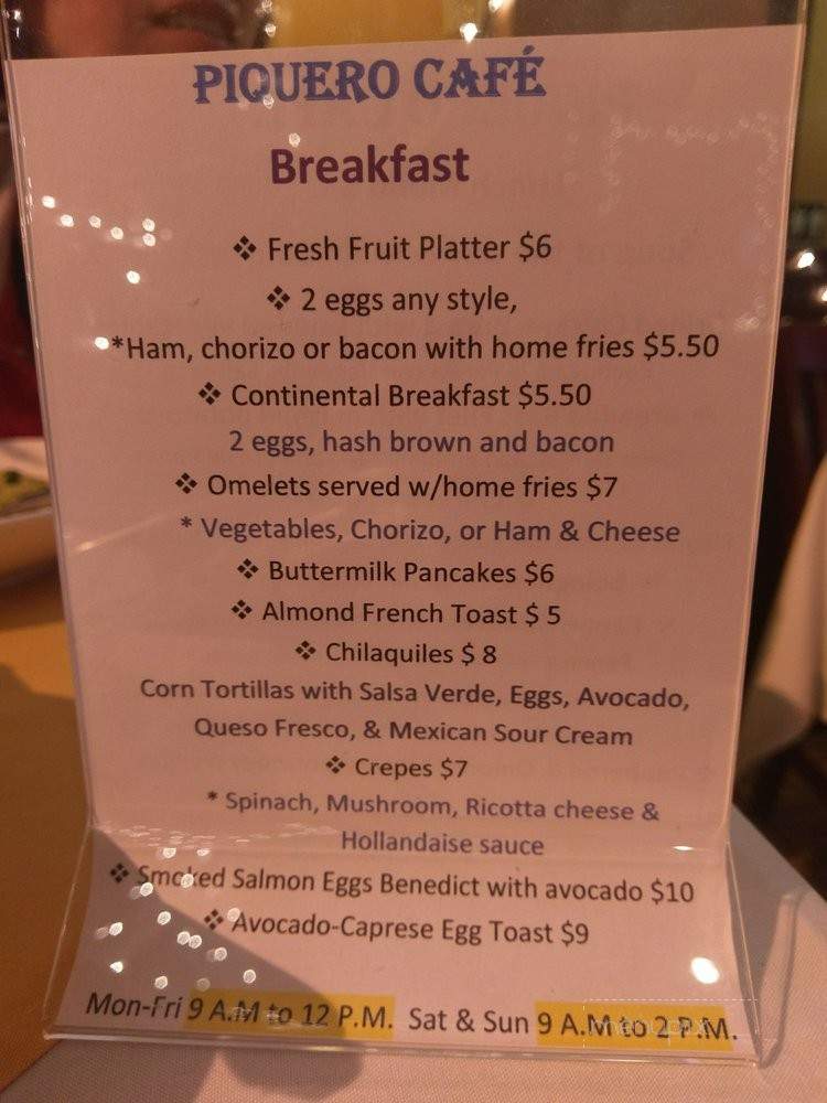 Piquero Cafe - Union City, NJ menu_pic