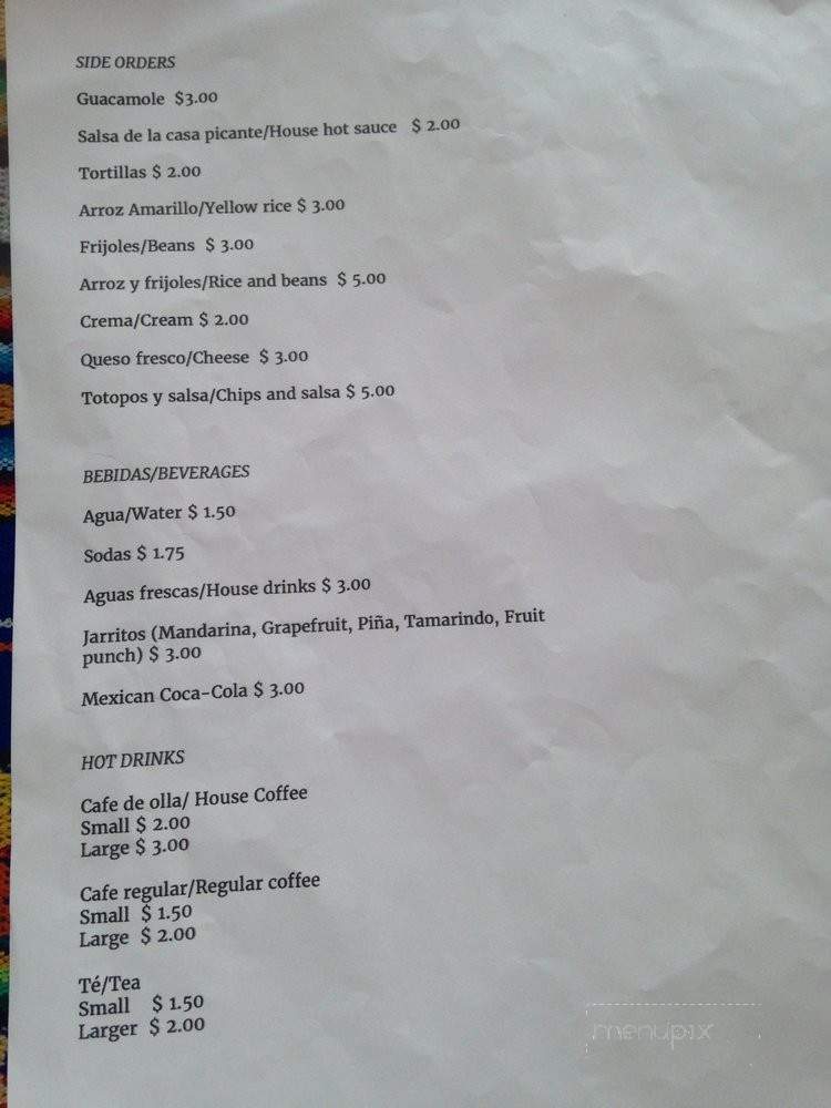 Soona' Mexican Cuisine - Guttenberg, NJ menu_pic