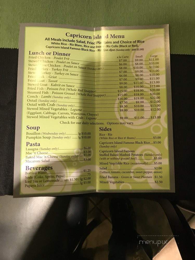 Capricorn Island Cafe - Belleville, NJ menu_pic