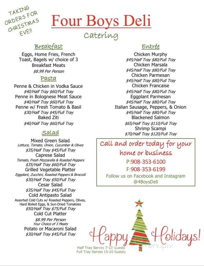 Four Boys Deli - Elizabeth, NJ menu_pic