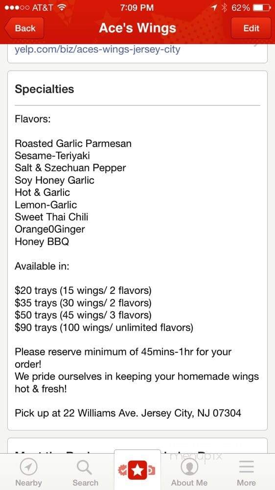 Ace's Wings - Jersey City, NJ menu_pic