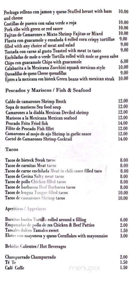 Carlos's Mexican Food - Little Falls, NJ menu_pic