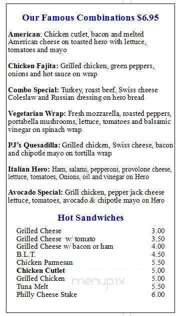 PJ's Cafe - Paterson, NJ menu_pic