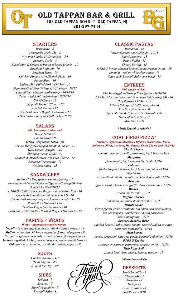 Old Tappan Bar & Grill - Old Tappan, NJ menu_pic