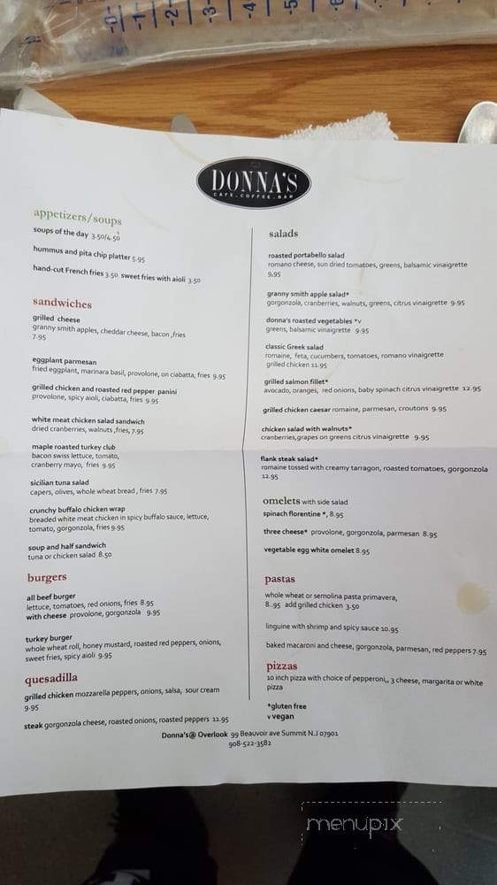 Donna's Cafe Coffee Bar - Summit, NJ menu_pic