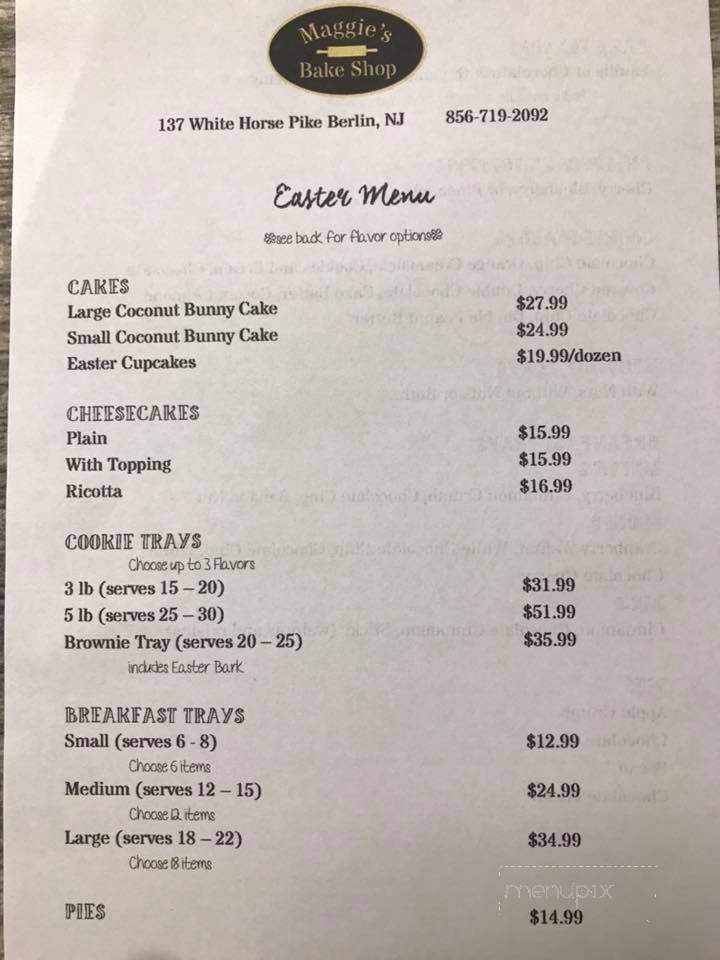 Maggie's bake shop - Berlin, NJ menu_pic
