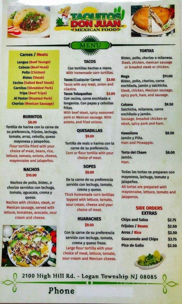 Taquitos Don Juan - Logan Township, NJ menu_pic