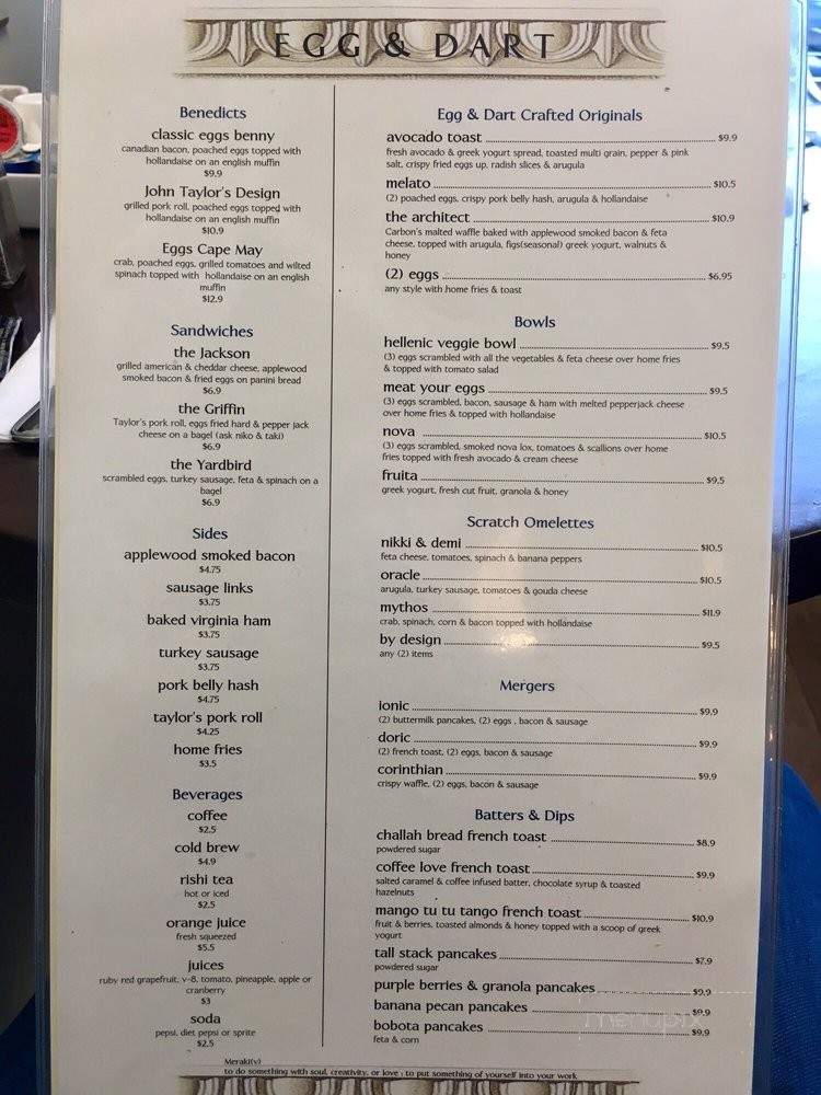 Egg & Dart Breakfast Cafe - Cape May, NJ menu_pic