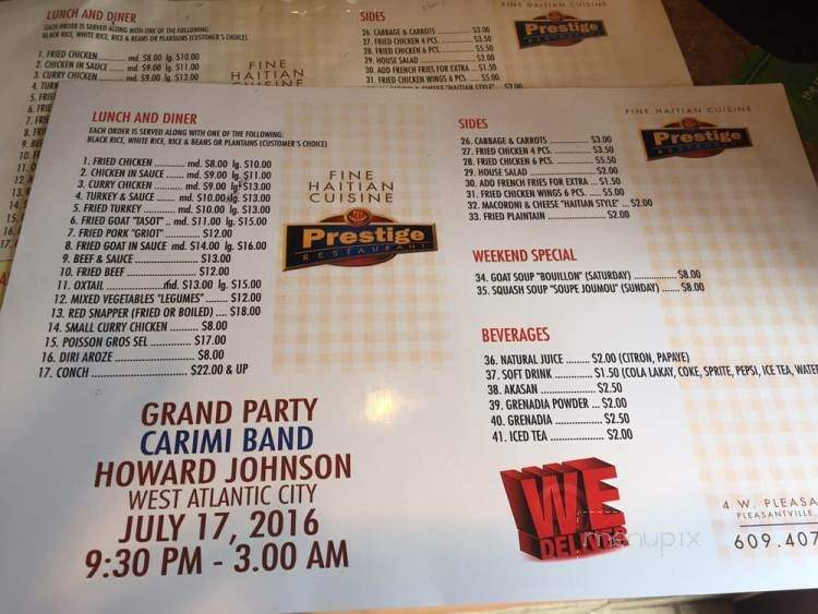 Prestige Restaurant - Pleasantville, NJ menu_pic