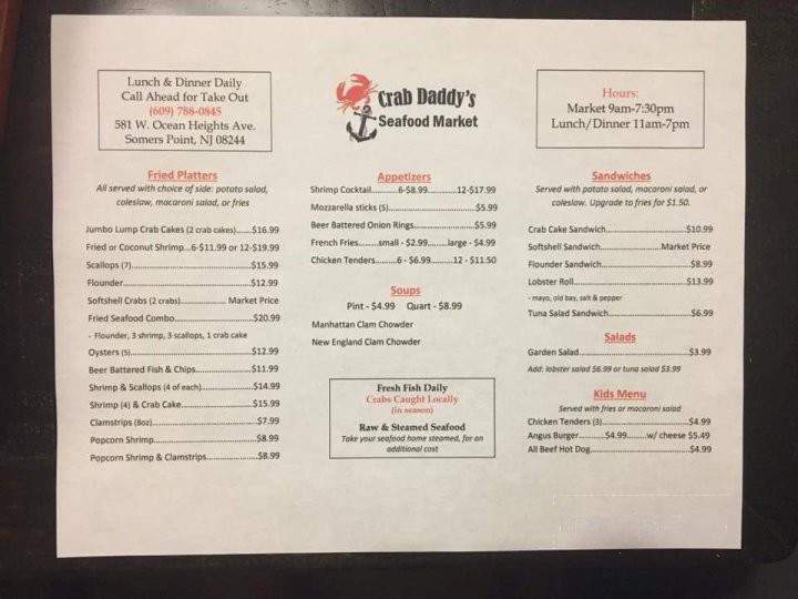 Crab Daddy's Seafood Market - Somers Point, NJ menu_pic