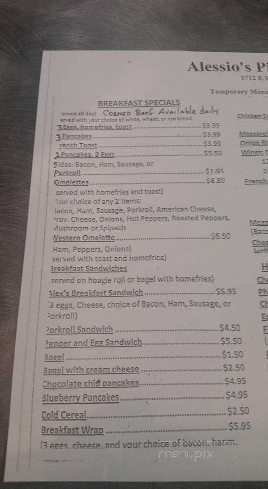 Alessio's - Millville, NJ menu_pic
