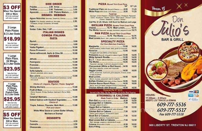 Don Julio's Bar & Grill - Trenton, NJ menu_pic