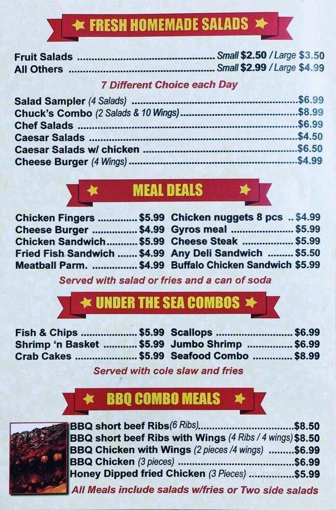 Chuck's Cafe - Hamilton Township, NJ menu_pic