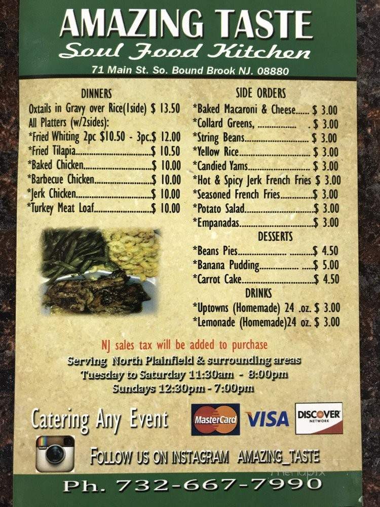 Menu of Amazing Taste in South Bound Brook, NJ 08880