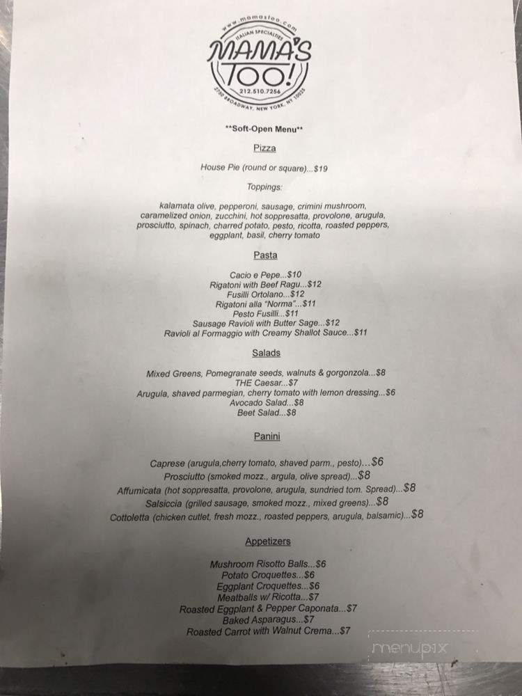 Mama's Too! - New York, NY menu_pic