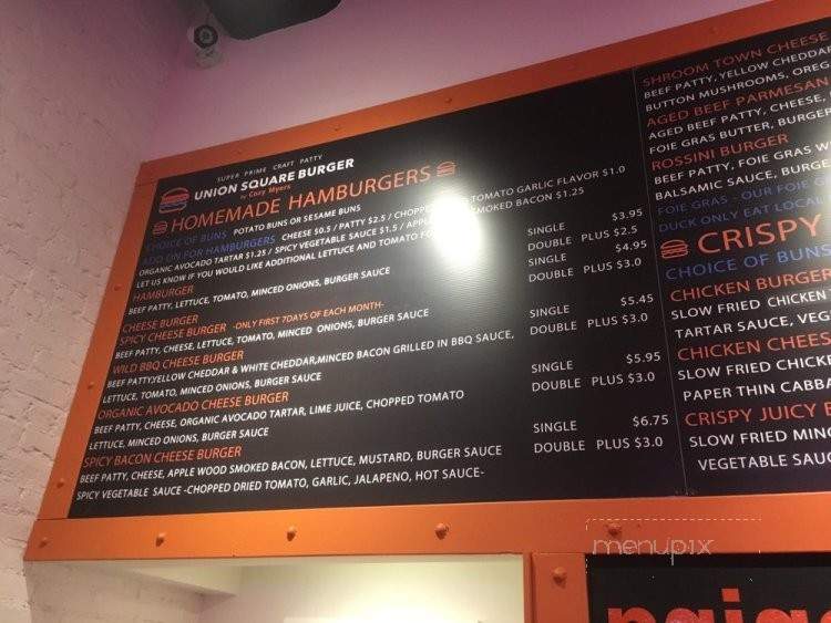 Union Square Burger - New York, NY menu_pic