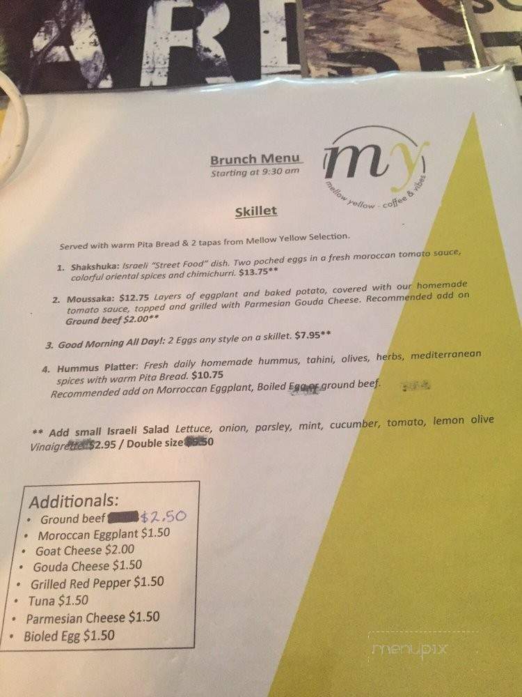 Mellow Yellow Coffee and Vibes - New York, NY menu_pic