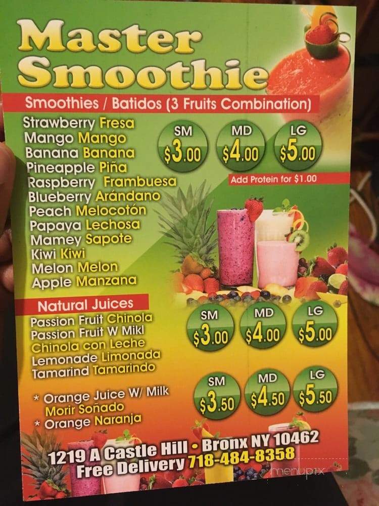 Master Smoothie - Bronx, NY menu_pic