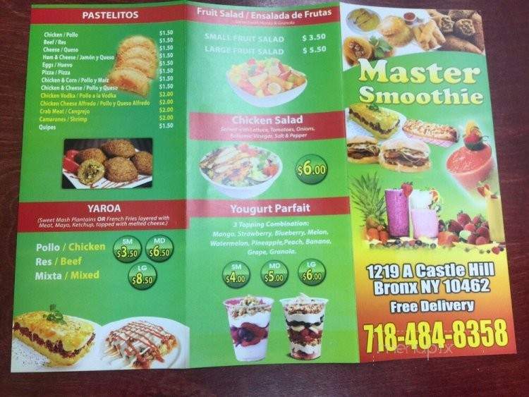 Master Smoothie - Bronx, NY menu_pic