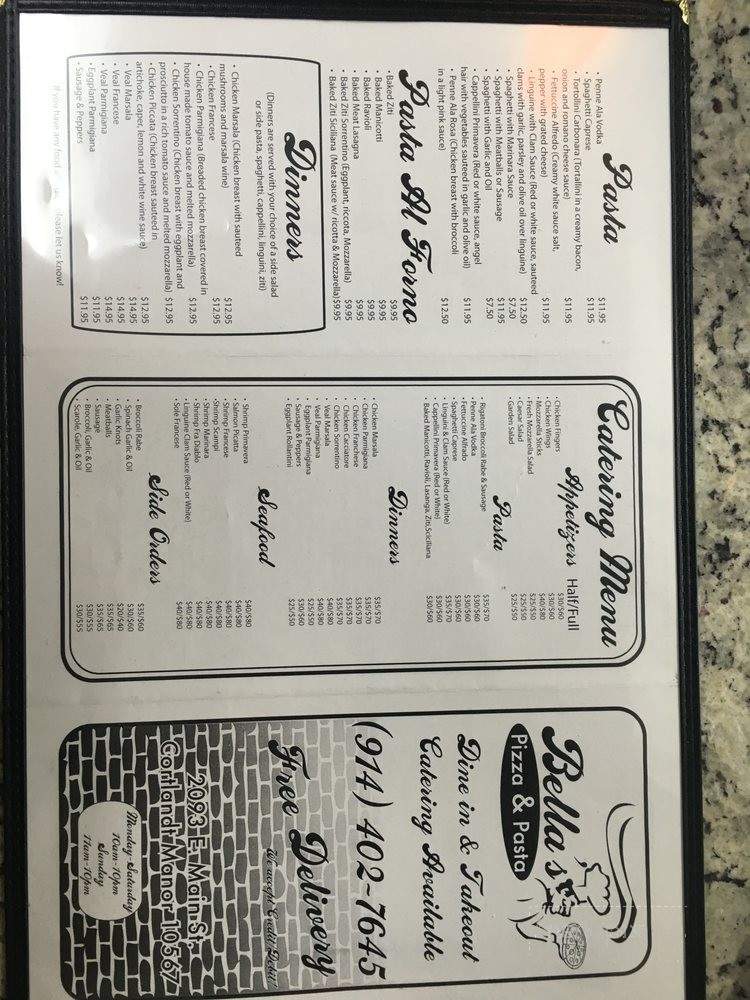 Bella's Pizza & Pasta - Cortlandt Manor, NY menu_pic