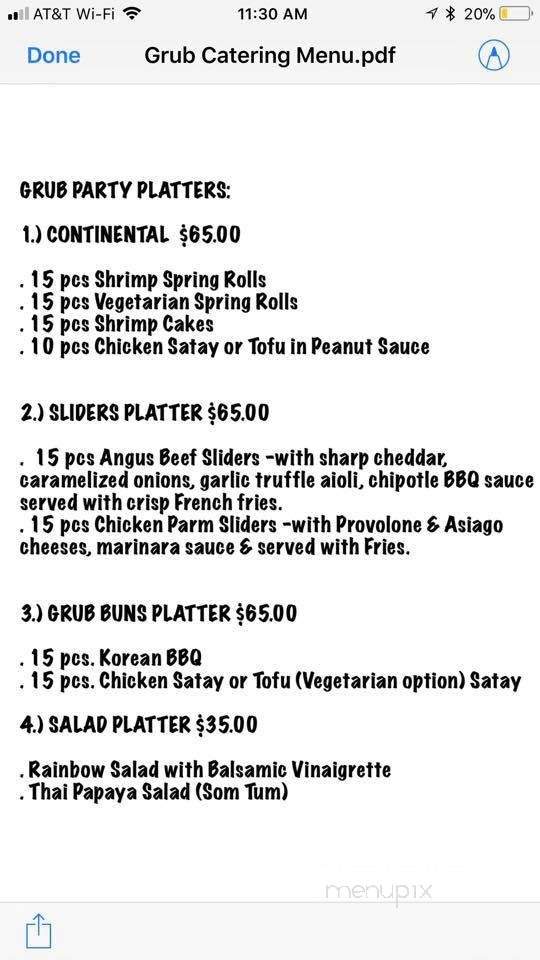 Grub - West Nyack, NY menu_pic