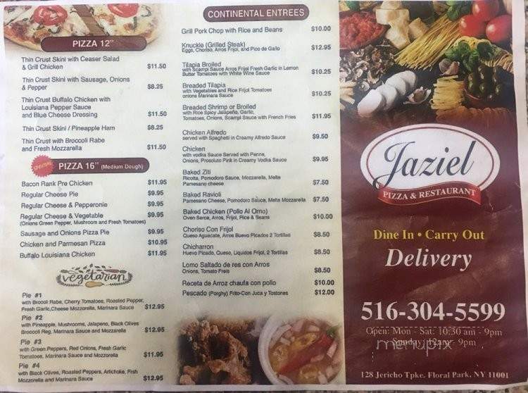 Jaziel Pizza and Restaurant - Floral Park, NY menu_pic