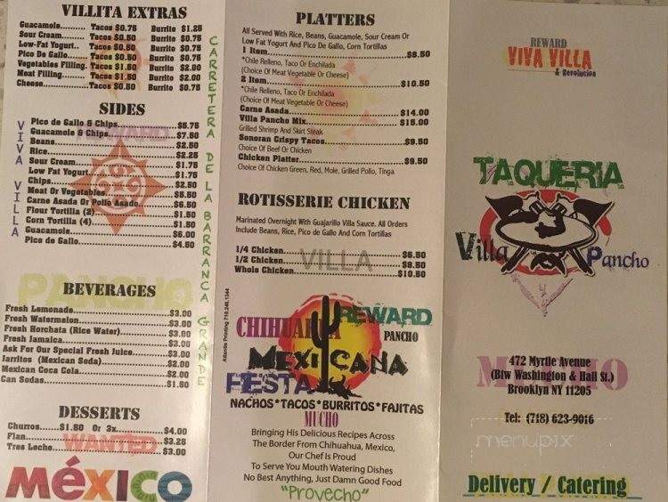Villa Pancho Taqueria - Brooklyn, NY menu_pic