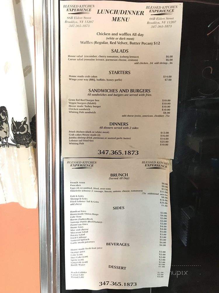 The Blessed Kitchen Experience - Brooklyn, NY menu_pic