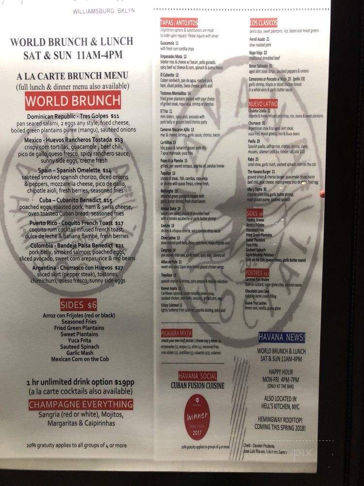 Havana Social - Brooklyn, NY menu_pic