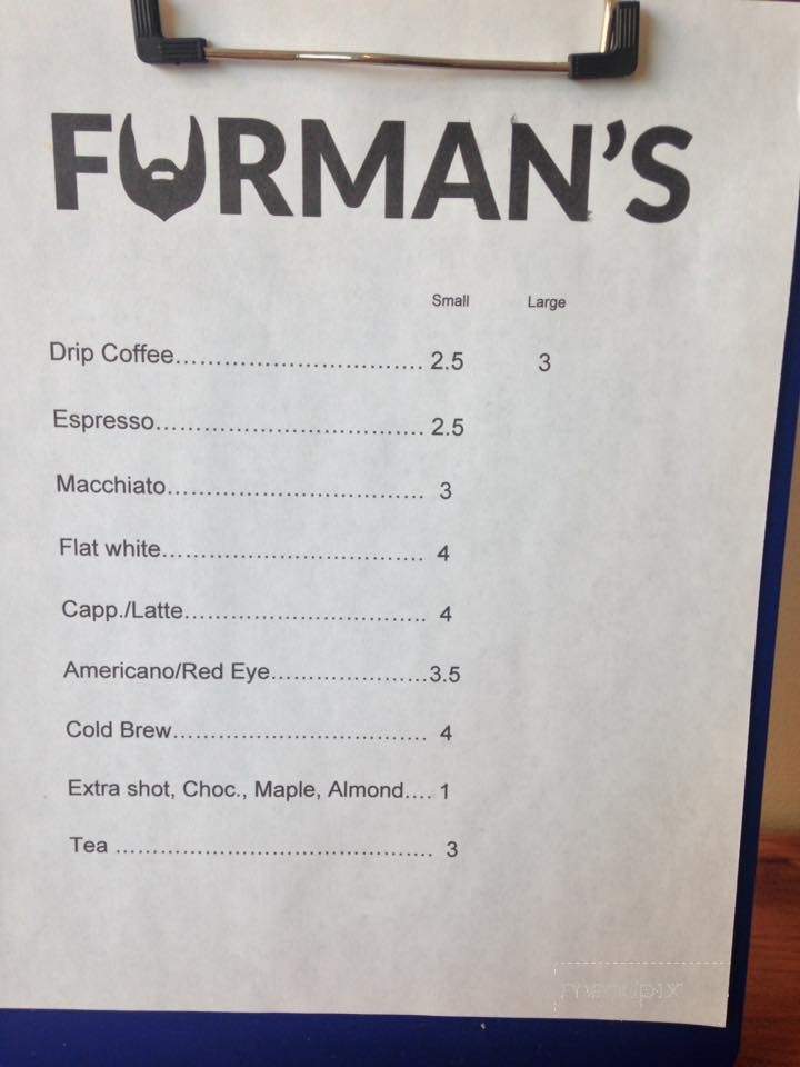 Furman's Coffee - Brooklyn, NY menu_pic