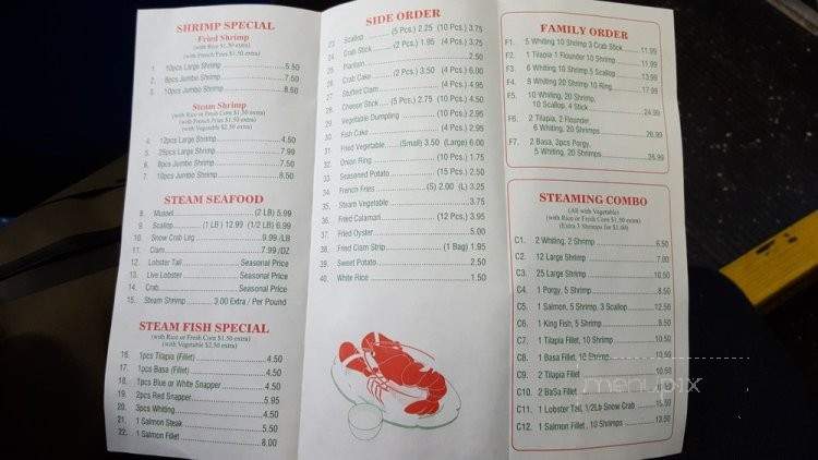 Menu of B & K Fish Mini Market in Brooklyn, NY 11221