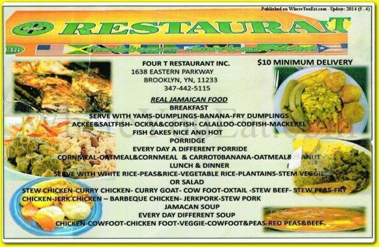 Four T Restaurant - Brownsville, NY menu_pic