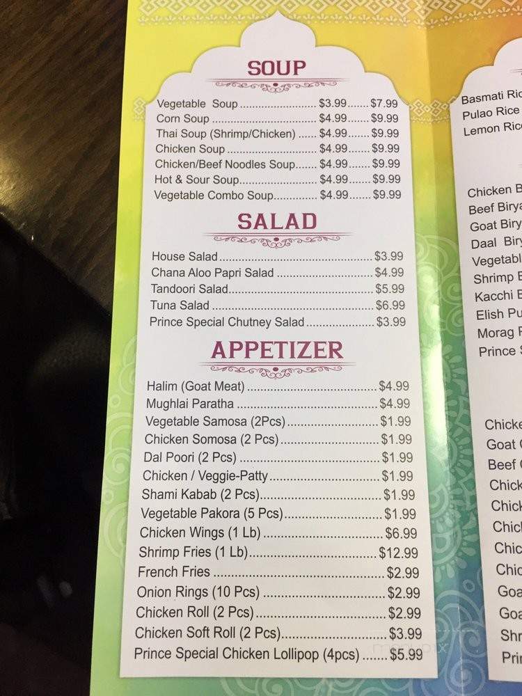 Prince Kabab & Chinese Restaurant - Jackson Heights, NY menu_pic