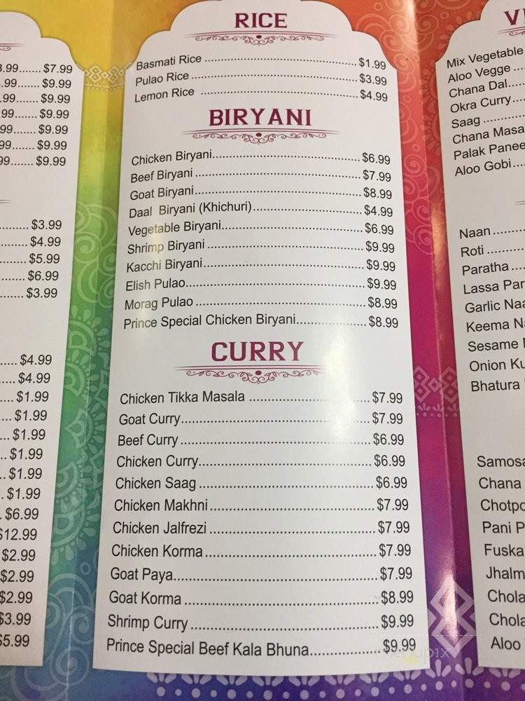 Prince Kabab & Chinese Restaurant - Jackson Heights, NY menu_pic