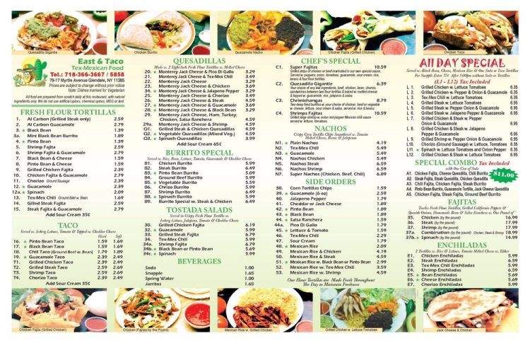 East & Taco - Ridgewood, NY menu_pic